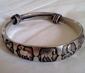 Chinese Zodiac Tibetan Expandable Totem Cuff Bangle Bracelet (Z1)