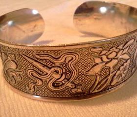 Tibetan Totem Flared Cuff Bangle Bracelet (L7)